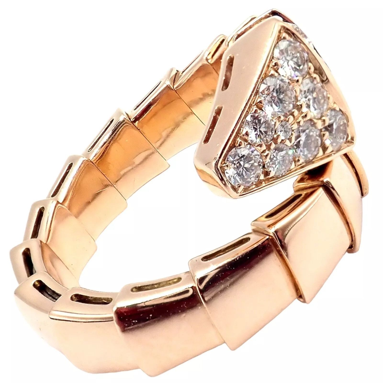 Bvlgari Bulgari Bvlgari Viper 18k Rose Gold Diamond Large Ring Size ONE SIZE - 12 Thumbnail
