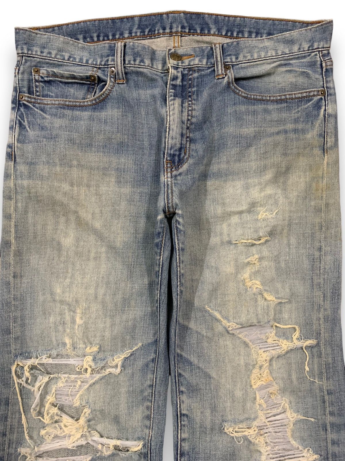 Japanese Brand Vintage Japanese Brand Dirty Mud Wash Loose Distressed Jeans Size US 35 - 3 Thumbnail