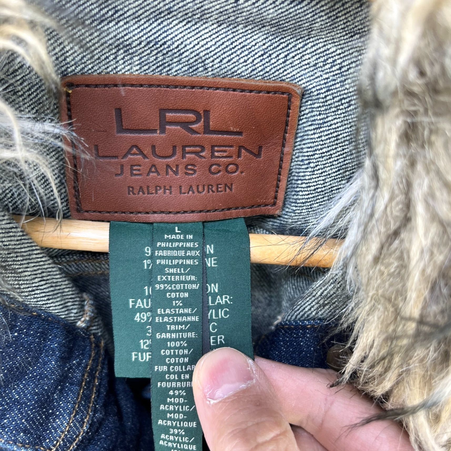 Levi's Vintage Lauren Ralph Lauren Denim Jean Jacket Women's L Blue Sports Basic Jacket Mens? Girls? Wait. Size 36" / US 14 / IT 50 - 3 Thumbnail