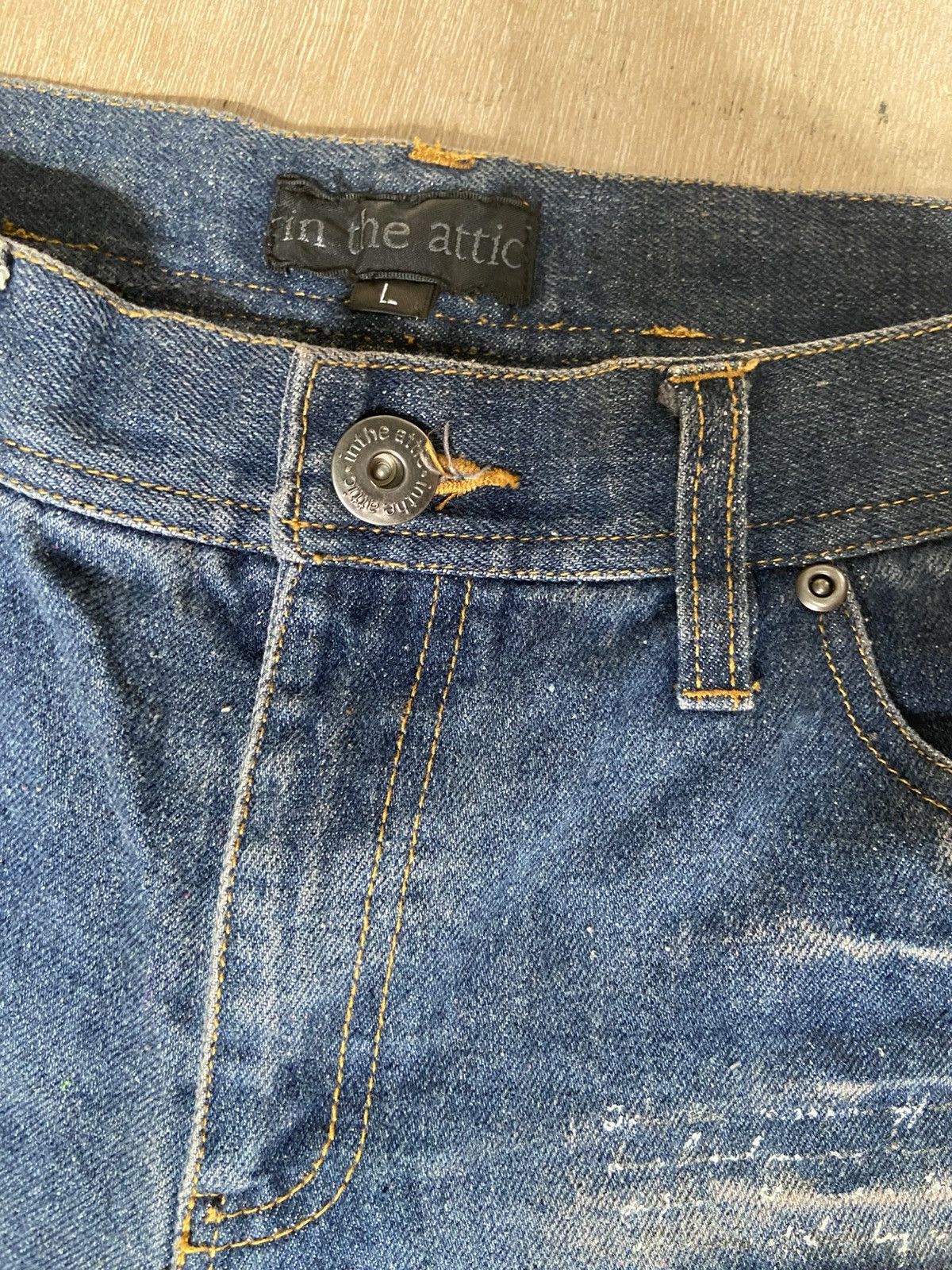 In The Attic Distressed Vintage Punk Buckle In The Attic Jeans With Words Size US 33 - 3 Thumbnail