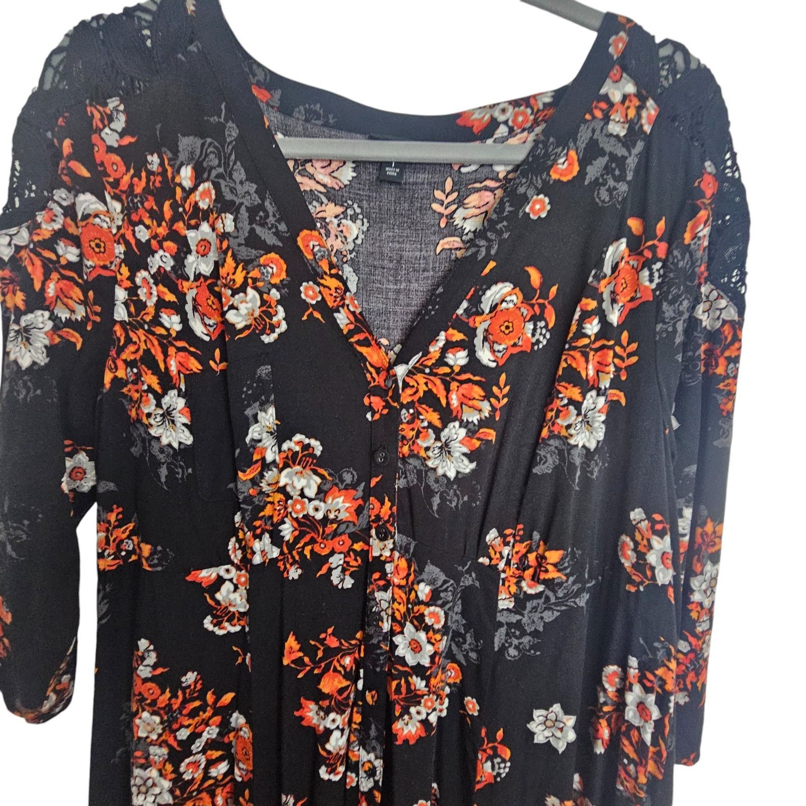 Torrid Torrid Womens Floral Maxi Dress Plus Size 1X Dark Romantic Size XL / US 12-14 / IT 48-50 - 2 Thumbnail