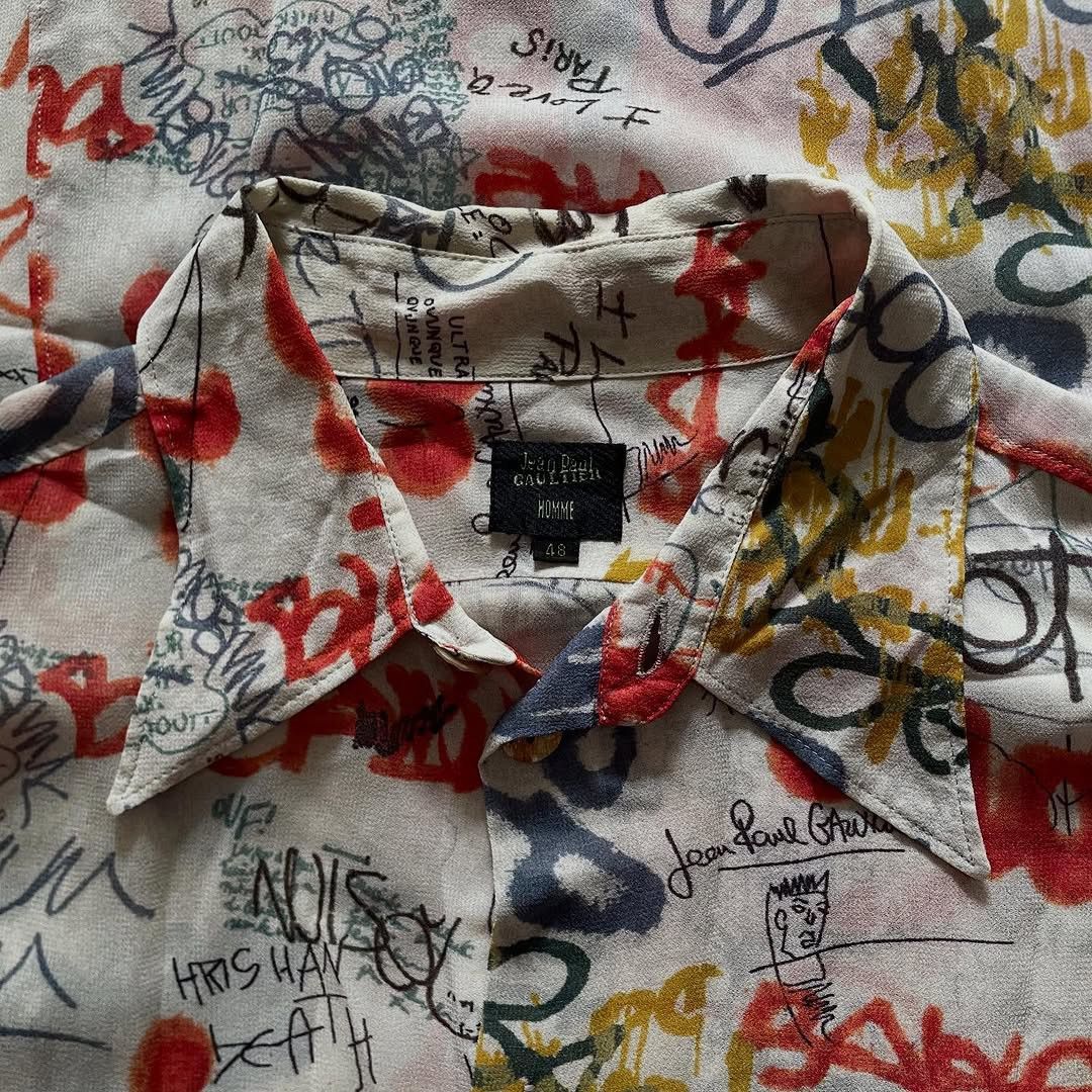 Jean Paul Gaultier Archive Jean Paul Gaultier SS1994 Graffiti Mesh Long Shirt Size US M / EU 48-50 / 2 - 8 Thumbnail