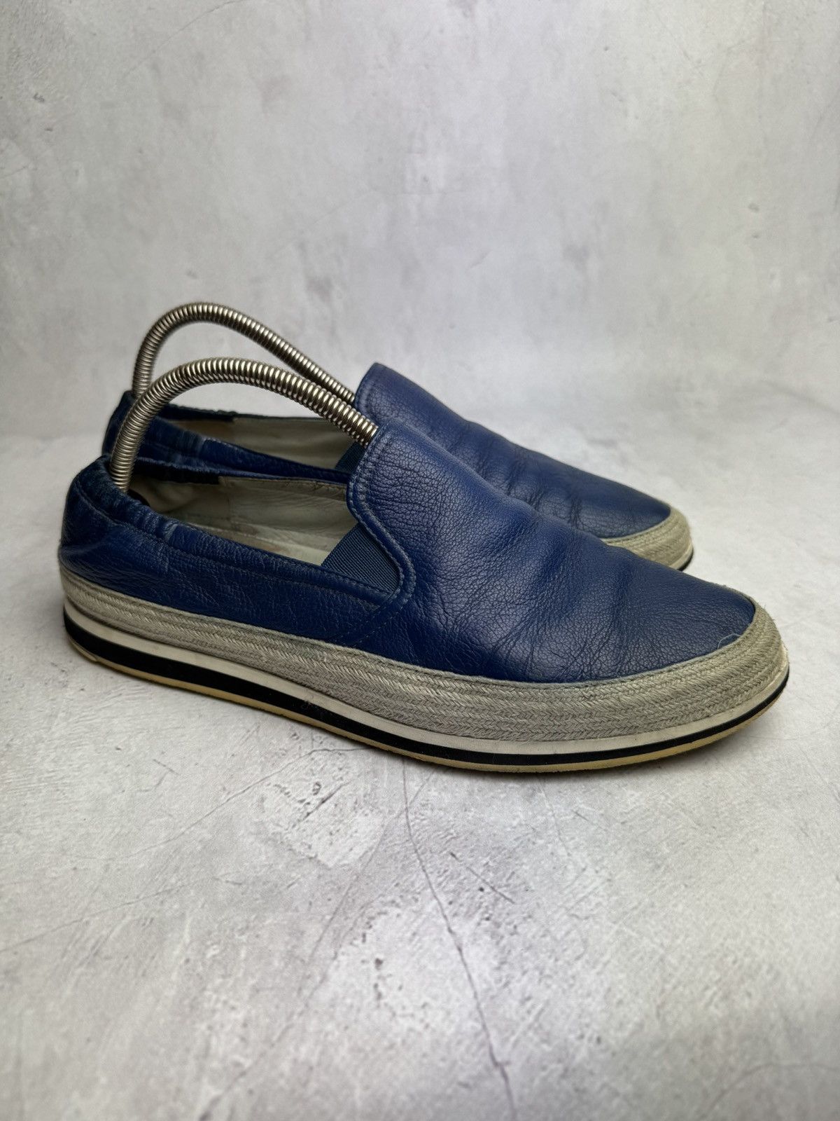 Prada × Vintage Prada Slip On Espadrille Loafers Blue Leather Men’s Size US 9 / EU 42 - 4 Thumbnail