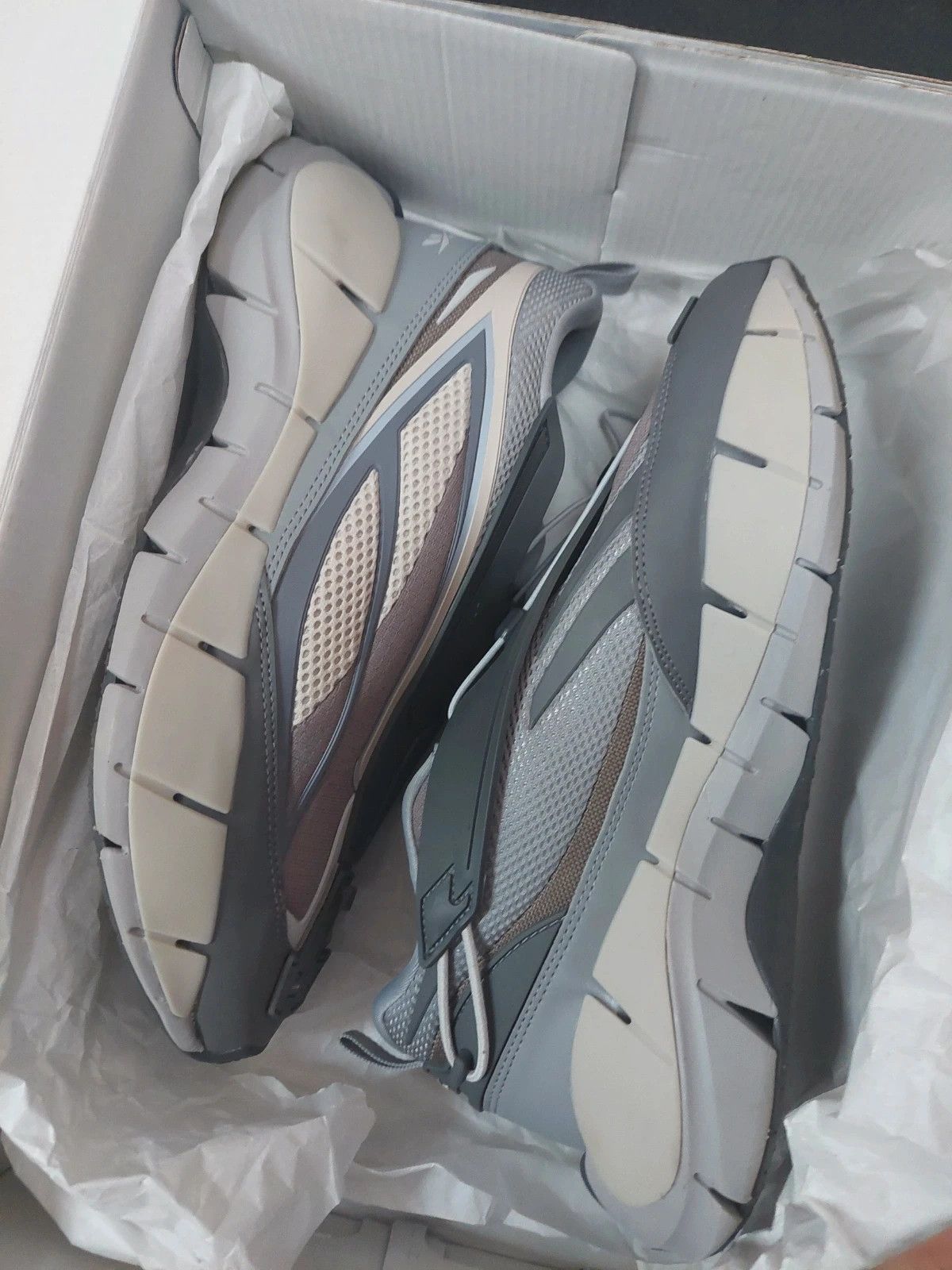 image of Cottweiler x Reebok Zig Storm 3D Hydro Pure Grey Size 10 Us Shoes in Khaki Grey, Men's