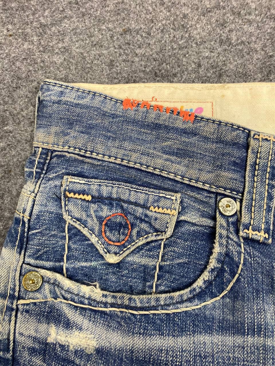 Edwin edwin blue trip uneven faded distressed denim Size 35" - 11 Thumbnail