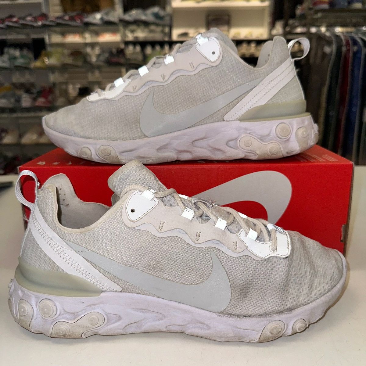 Nike Size 10.5 - Nike React Element 55 Pure Platinum BQ6167-101 Size US 10.5 / EU 43-44 - 1 Thumbnail