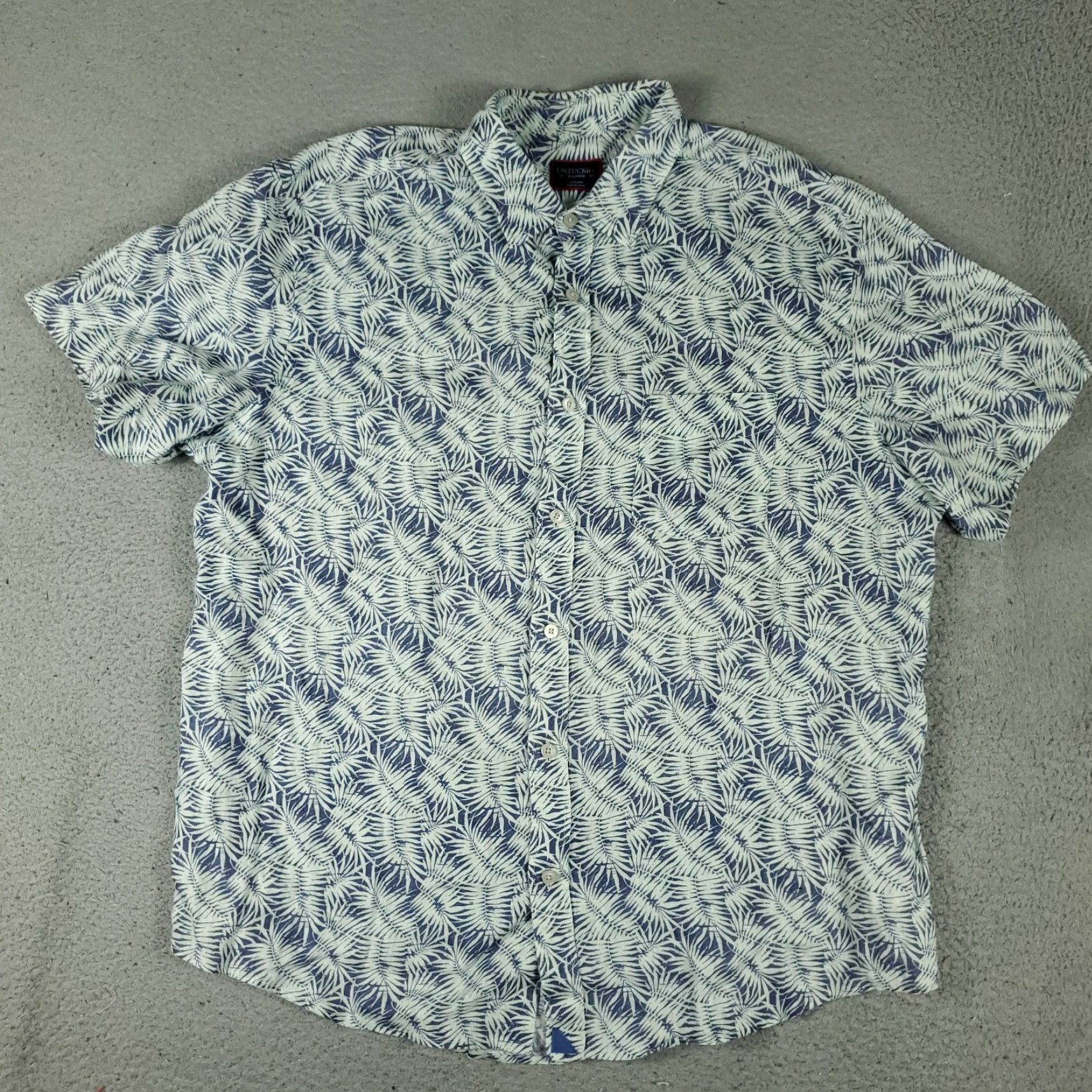 UNTUCKit UNTUCKit Shirt Mens XL Blue Linen Tropical Casual Button Up Short Sleeve Large Blue Linen Shirt Men XL Button-Up Untuckit Summer Casual Men’s Shirt Size US XL / EU 56 / 4 - 2 Thumbnail