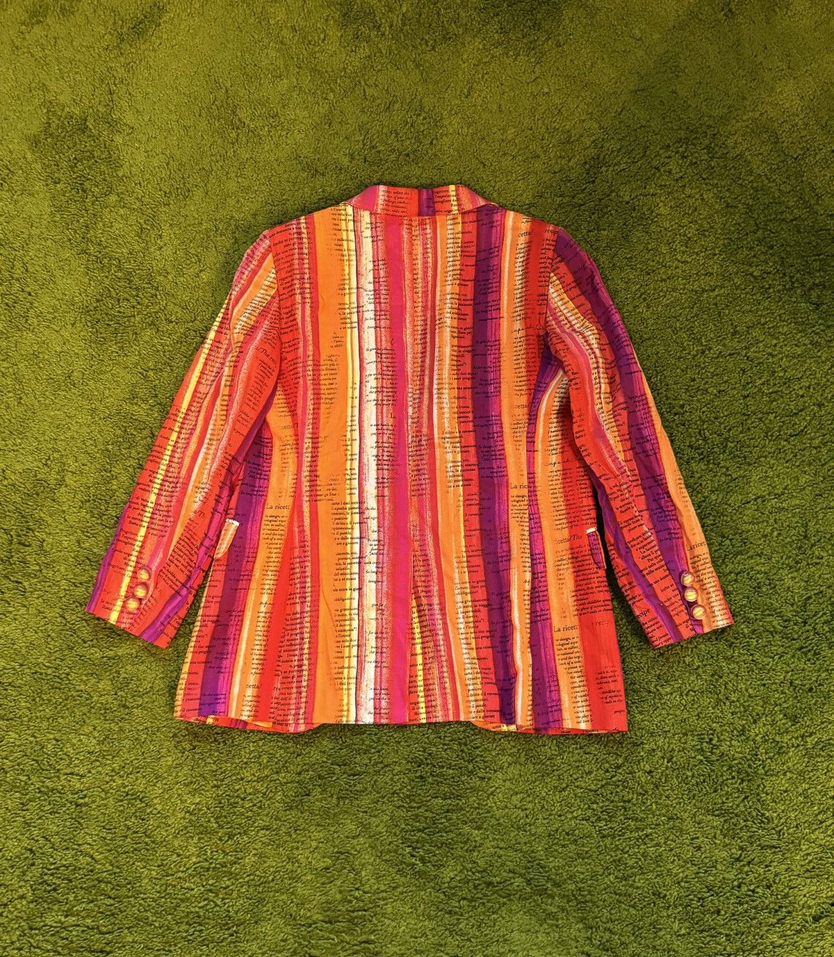 Moschino Moschino 1997 archive vintage recipe striped coloured blazer Size L / US 10 / IT 46 - 2 Thumbnail