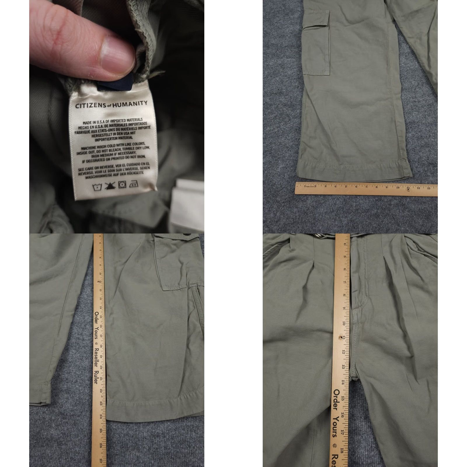 Citizens Of Humanity Citizens of Humanity Pants Wide Leg Cropped Paper Bag High Waist Green 24 Linen Blend Casual Workwear Travel Size ONE SIZE - 8 Thumbnail