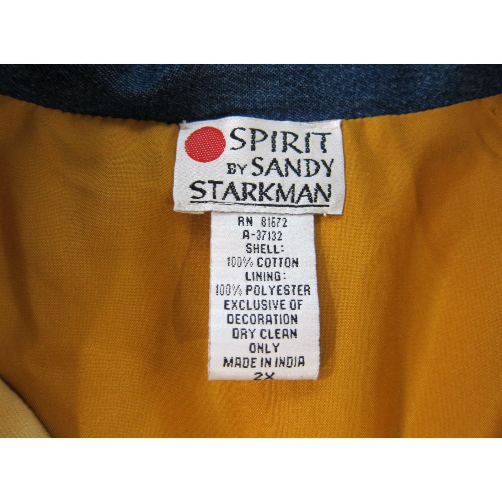 ESPIRIT Sandy Starkman Spirit Cotton Blue Brown Tie Dye Embroidered Hippy Boho Jacket 2X Shirt 1990s Mens Size XXL / US 16-18 / IT 52-54 - 7 Thumbnail