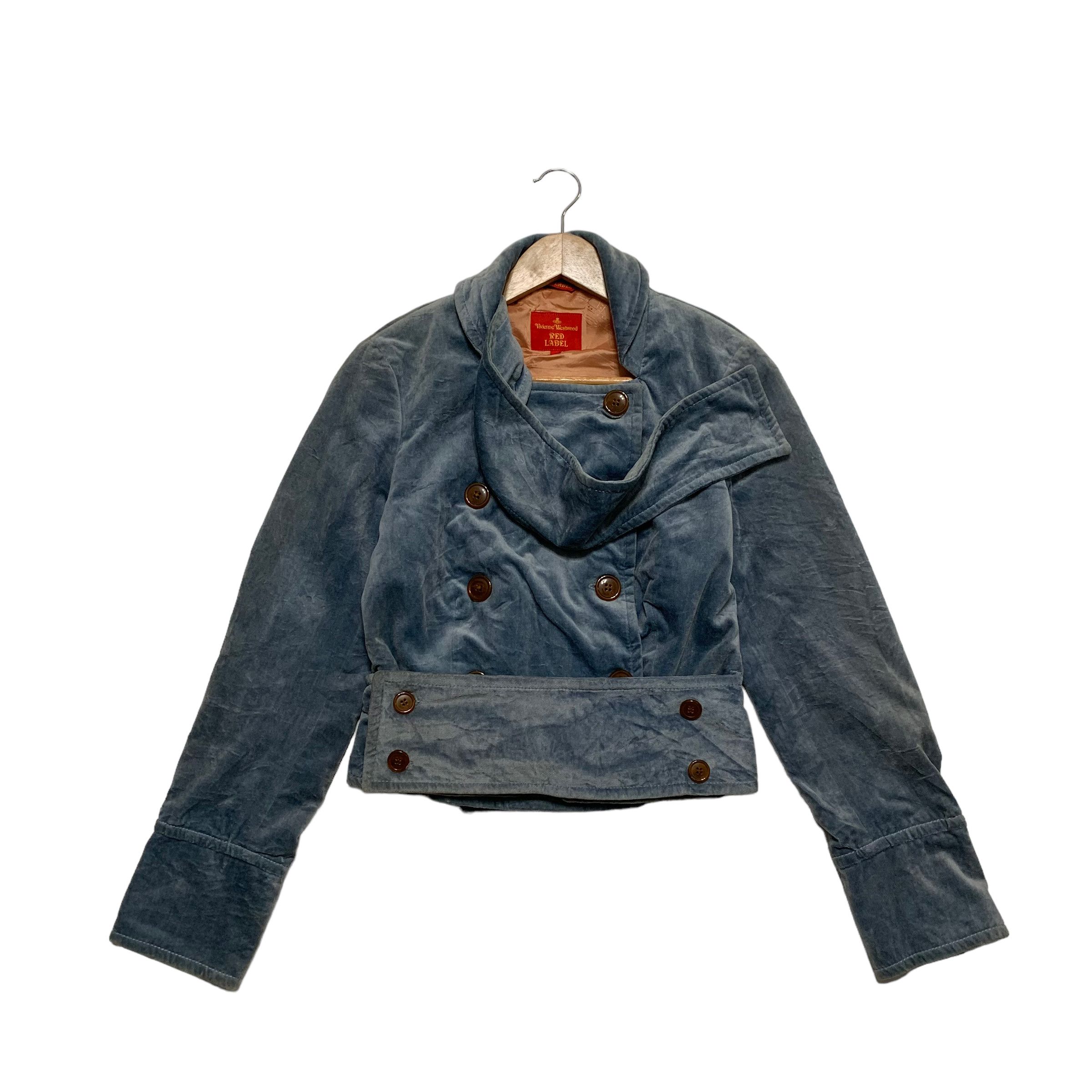 image of Vivienne Westwood Crop Velvet Jacket in Blue, Women's (Size Medium)