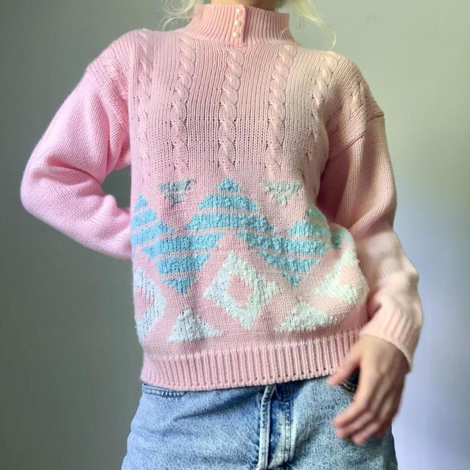 Other Pastel Turtleneck 80s style sweater pullover Size S / US 4 / IT 40 - 1 Thumbnail
