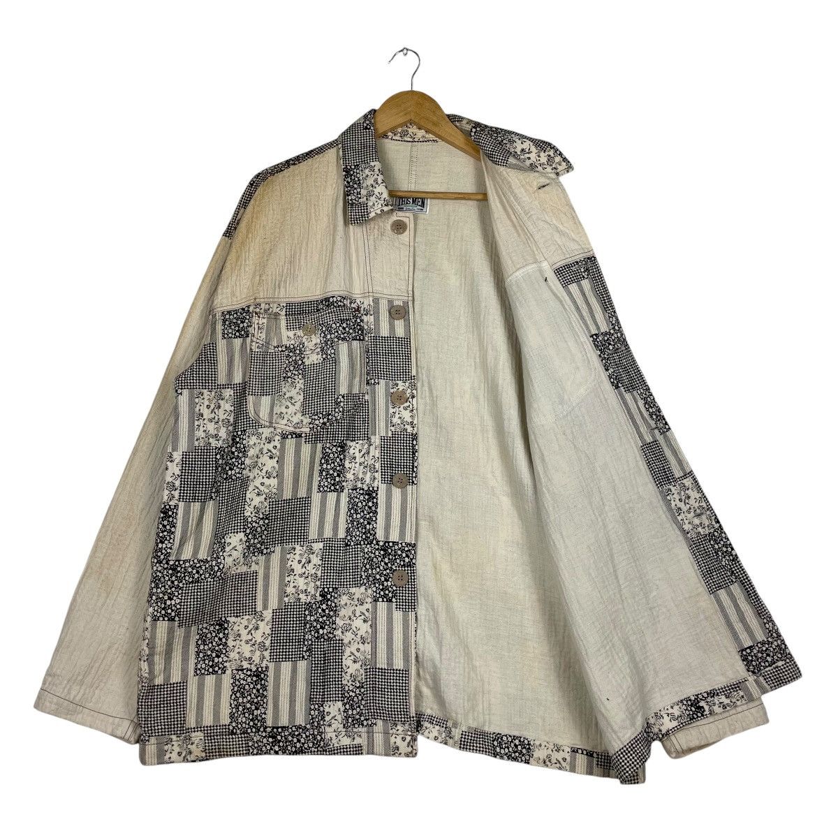 Issey Miyake × Japanese Brand × Vintage 💥THIS MEN JAPAN PATCHWORK BAGGY BUTTON JACKET Size US XL / EU 56 / 4 - 9 Thumbnail