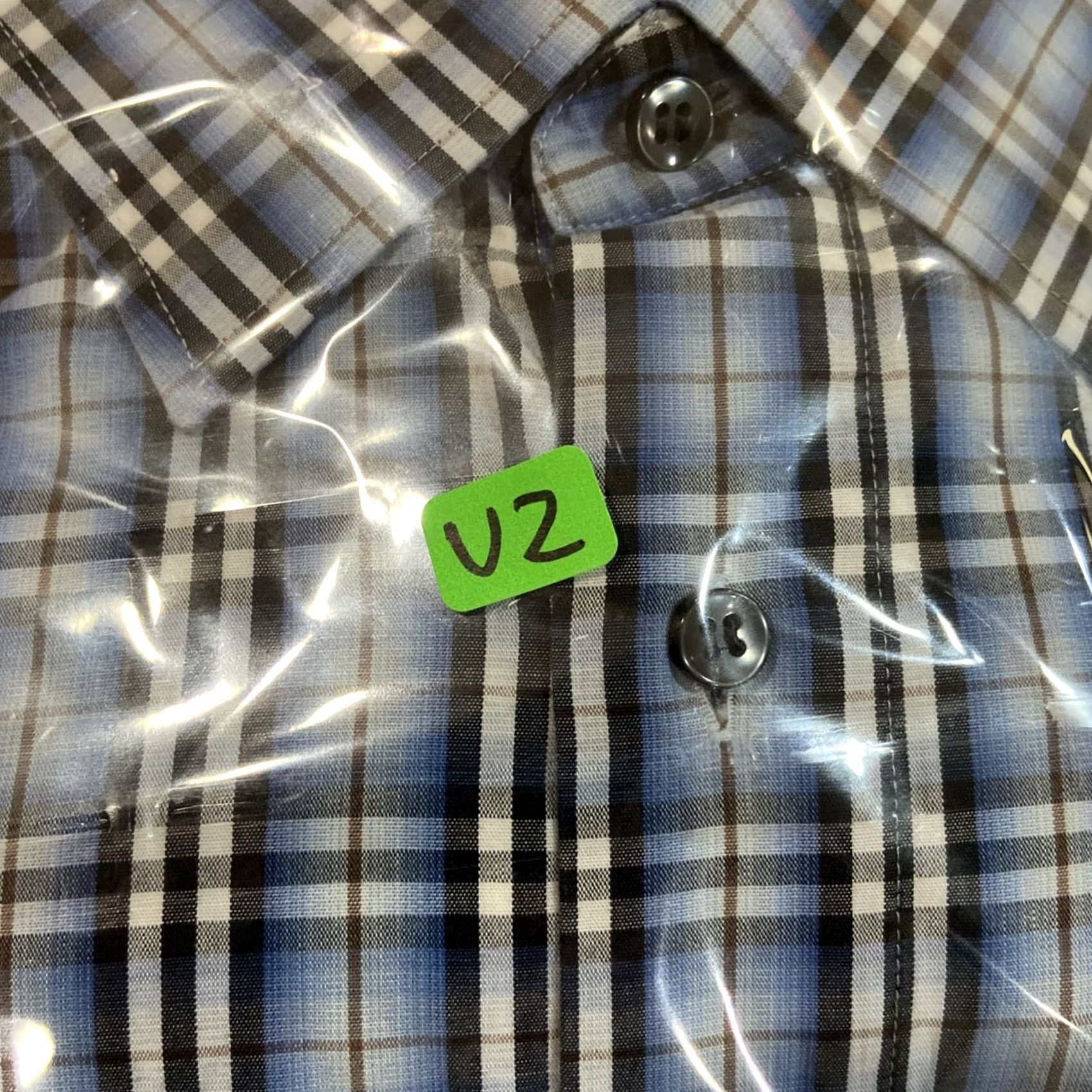 Vintage VINTAGE Carroll & Co. Beverly Hills Dress Shirt Mens Cotton Plaid XL Blue Button-Up Long Sleeve M en Regular Size 46R - 6 Thumbnail