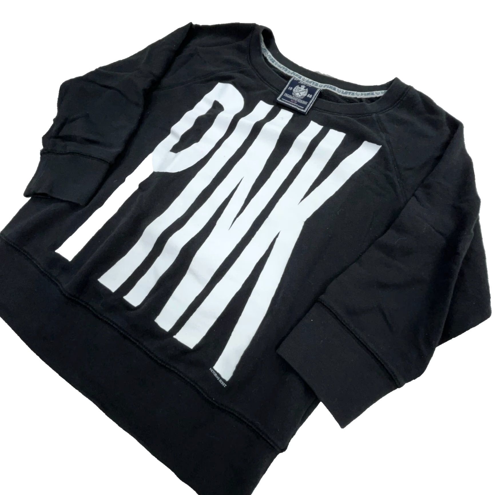 Victoria's Secret VINTAGE Victoria's Secret Pink Sweatshirt Women M Black Crew Neck Sweater VTG Y2K Size M / US 6-8 / IT 42-44 - 2 Thumbnail