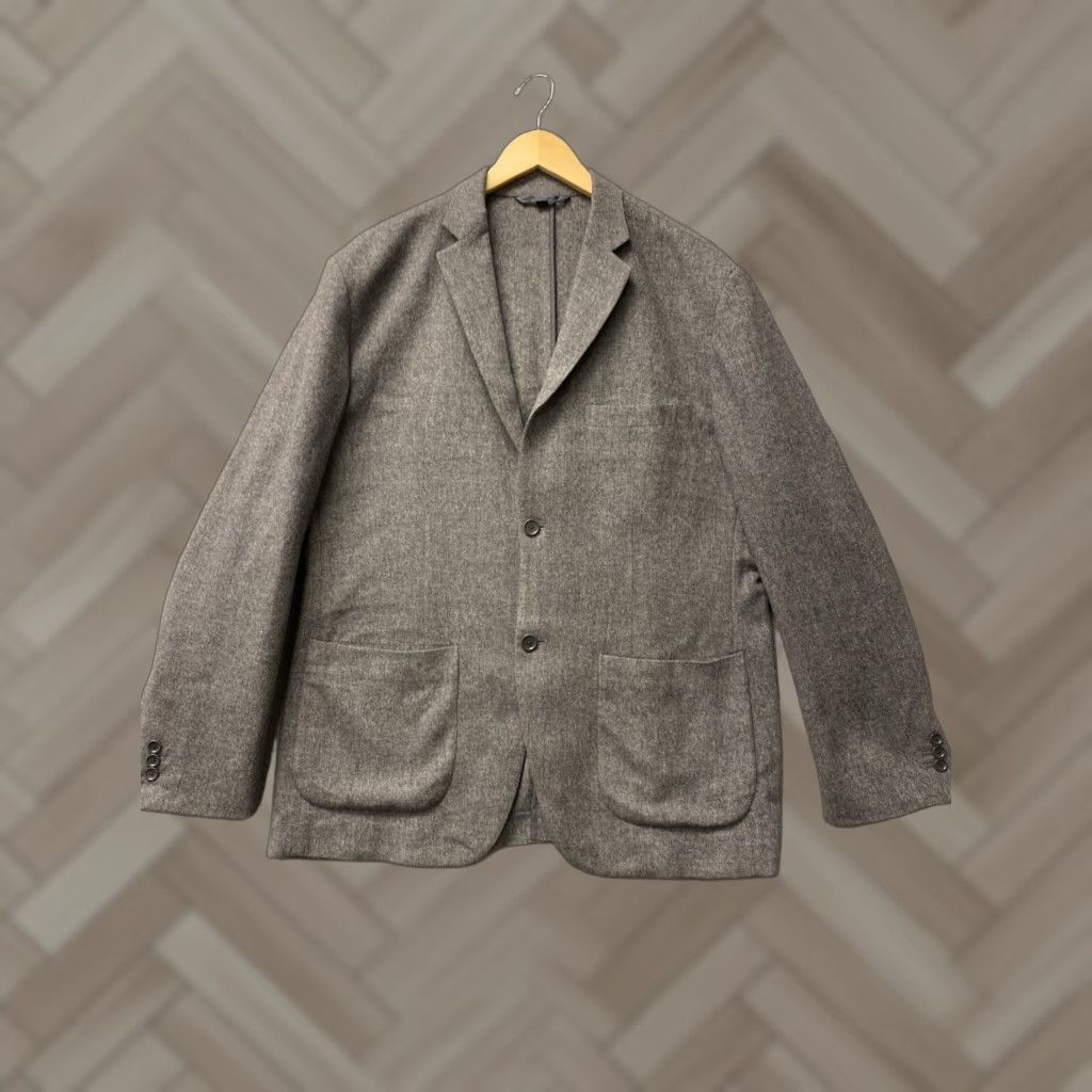 Muji MUJI Jacket Mens XL Gray Herringbone Two Button Sport Coat Light Size US XL / EU 56 / 4 - 1 Thumbnail