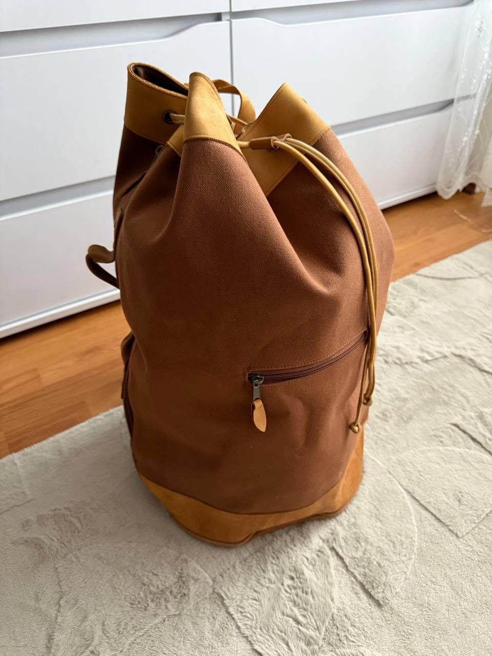 Marlboro Marlboro Brown Cotton Denim Backpack Bag With Leather insert Size ONE SIZE - 1 Thumbnail