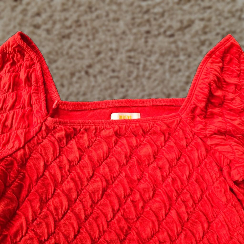 Vintage Maeve Anthropologie Top Women Medium Orange Quilted Crop Square Neck Boho Casual Blouse Shirt Knit Polyester Fall 2024 Womens Size M / US 6-8 / IT 42-44 - 1 Thumbnail