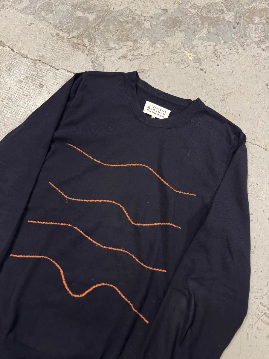 Designer × Maison Margiela × Vintage SS2016 Maison Margiela Navy Lined Signature Sweater Size US L / EU 52-54 / 3 - 5 Thumbnail