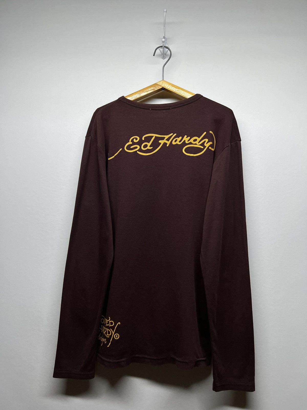 Ed Hardy Vintage Y2k Ed Hardy Skull Eagle 🦅☠️ Brown 🤎 Long Sleeve 00’s Size US L / EU 52-54 / 3 - 3 Thumbnail