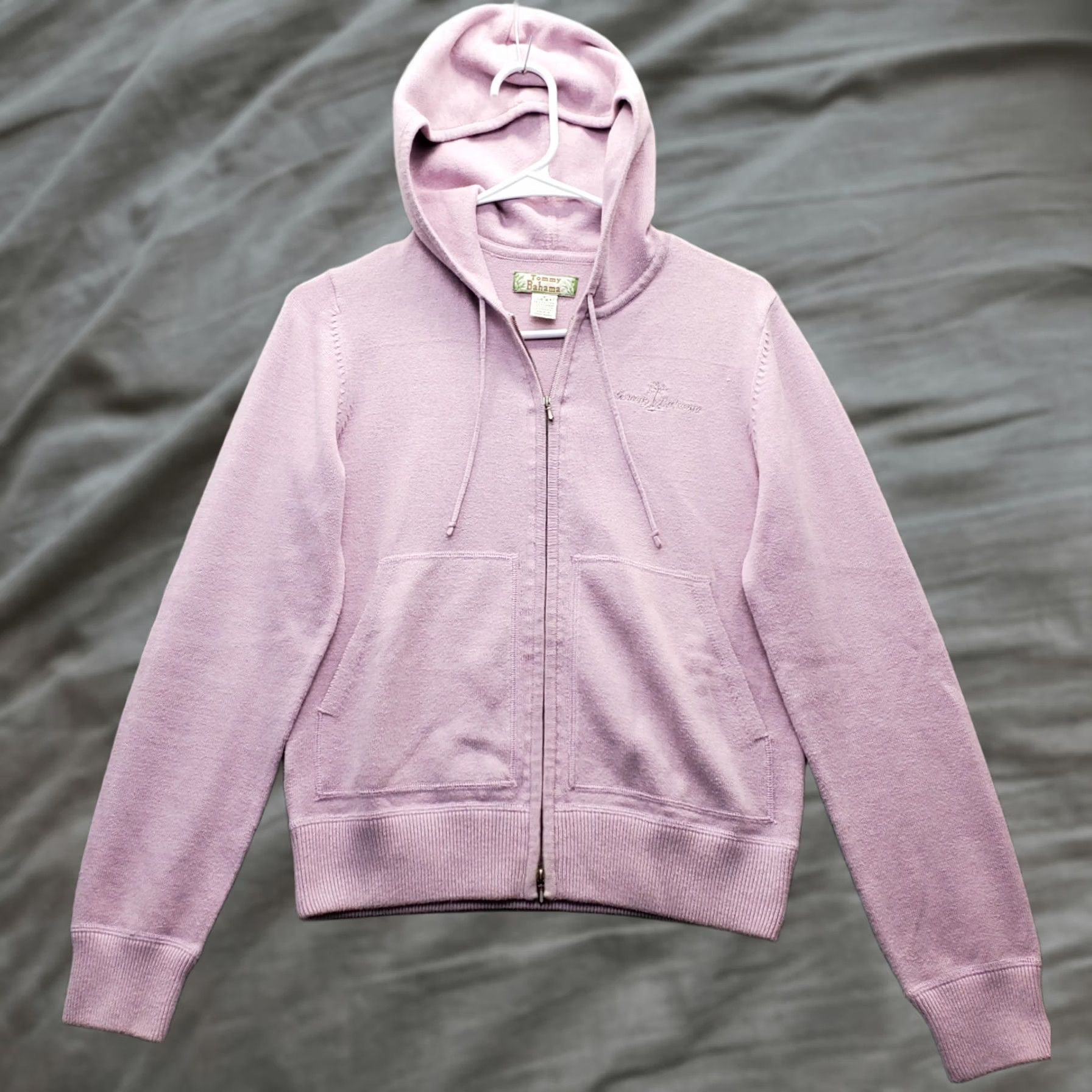 Tommy Bahama Tommy Bahama Hoodie Womens Size S Pink Knit Long Raglan Full Zip Hooded Pocket - Mens? Womens Size S / US 4 / IT 40 - 1 Thumbnail