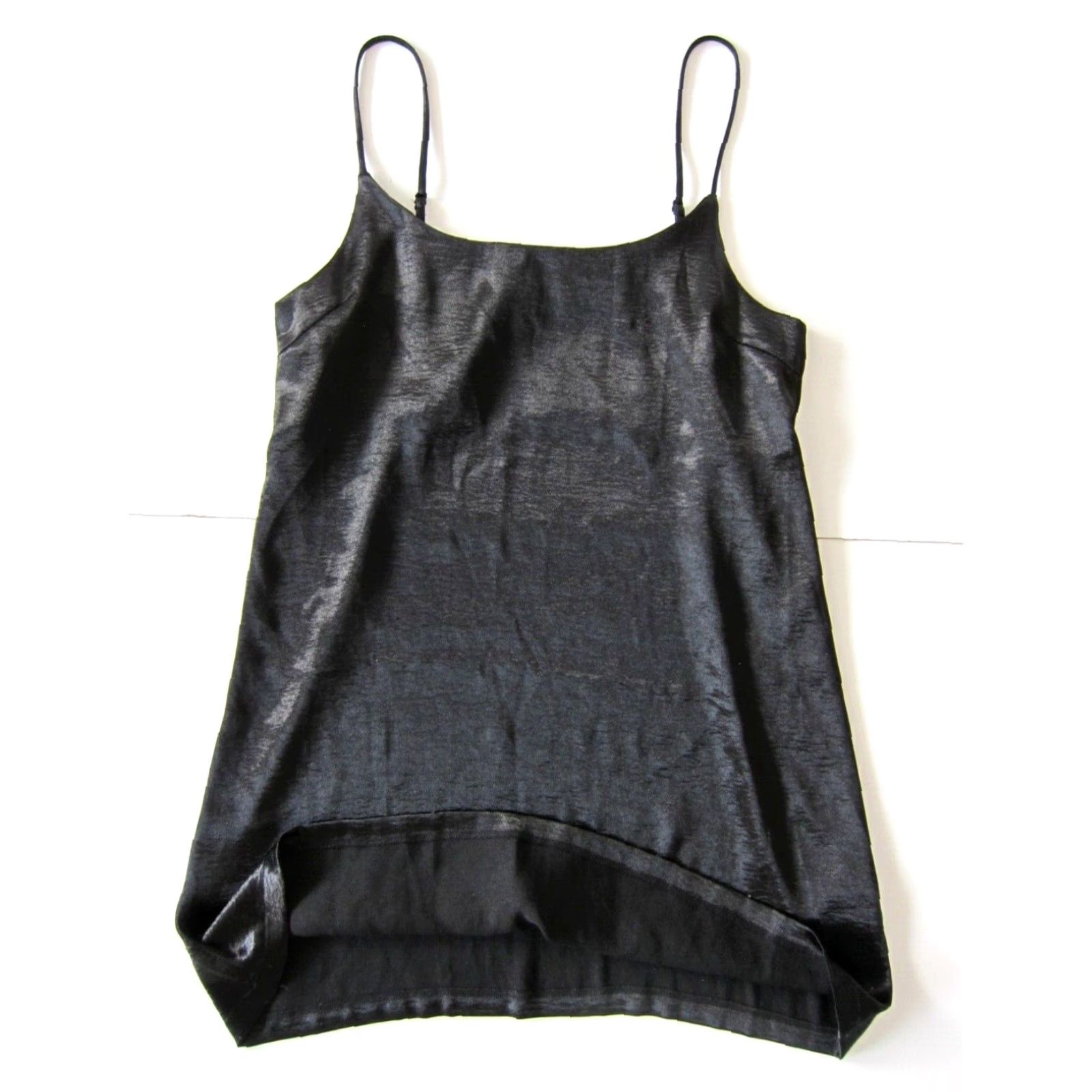 Vintage Silence + Noise Black Satin Spaghetti Strap Lingerie Slip Dress Large Size L / US 10 / IT 46 - 7 Thumbnail