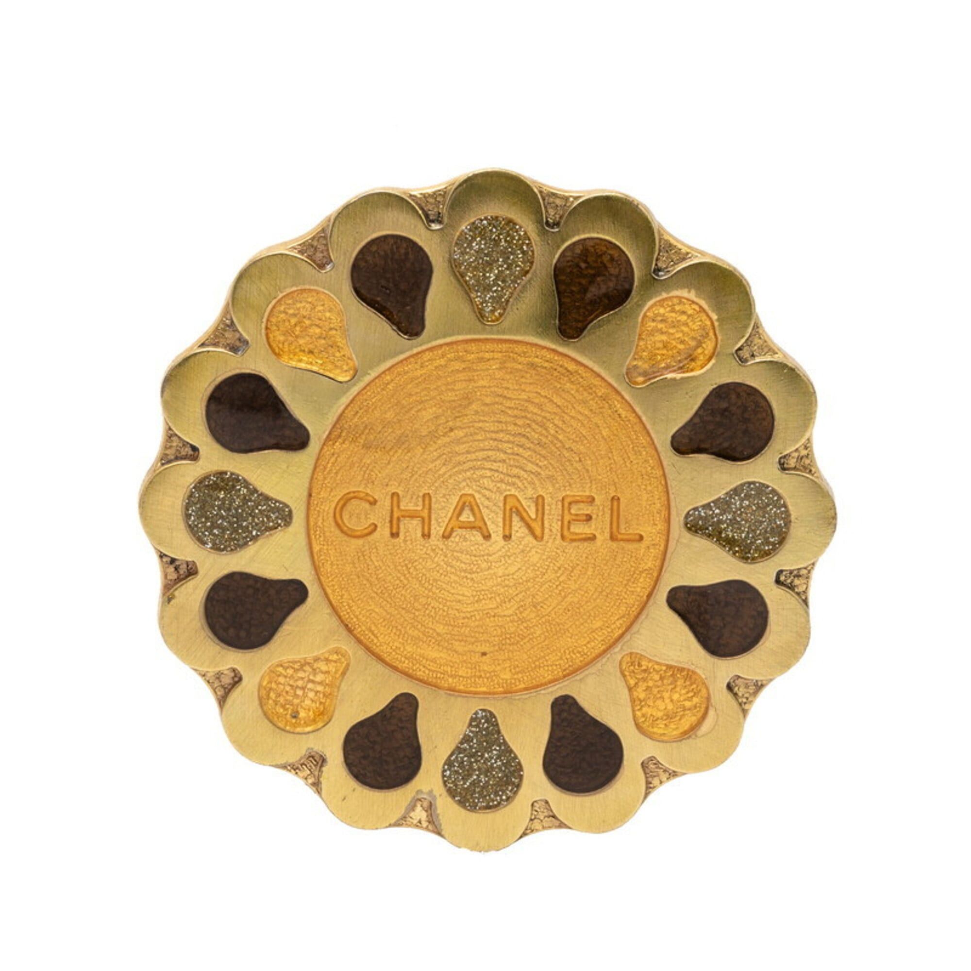 Chanel Chanel Logo Brooch, Gold Plated, Women's CHANEL Size ONE SIZE - 1 Thumbnail