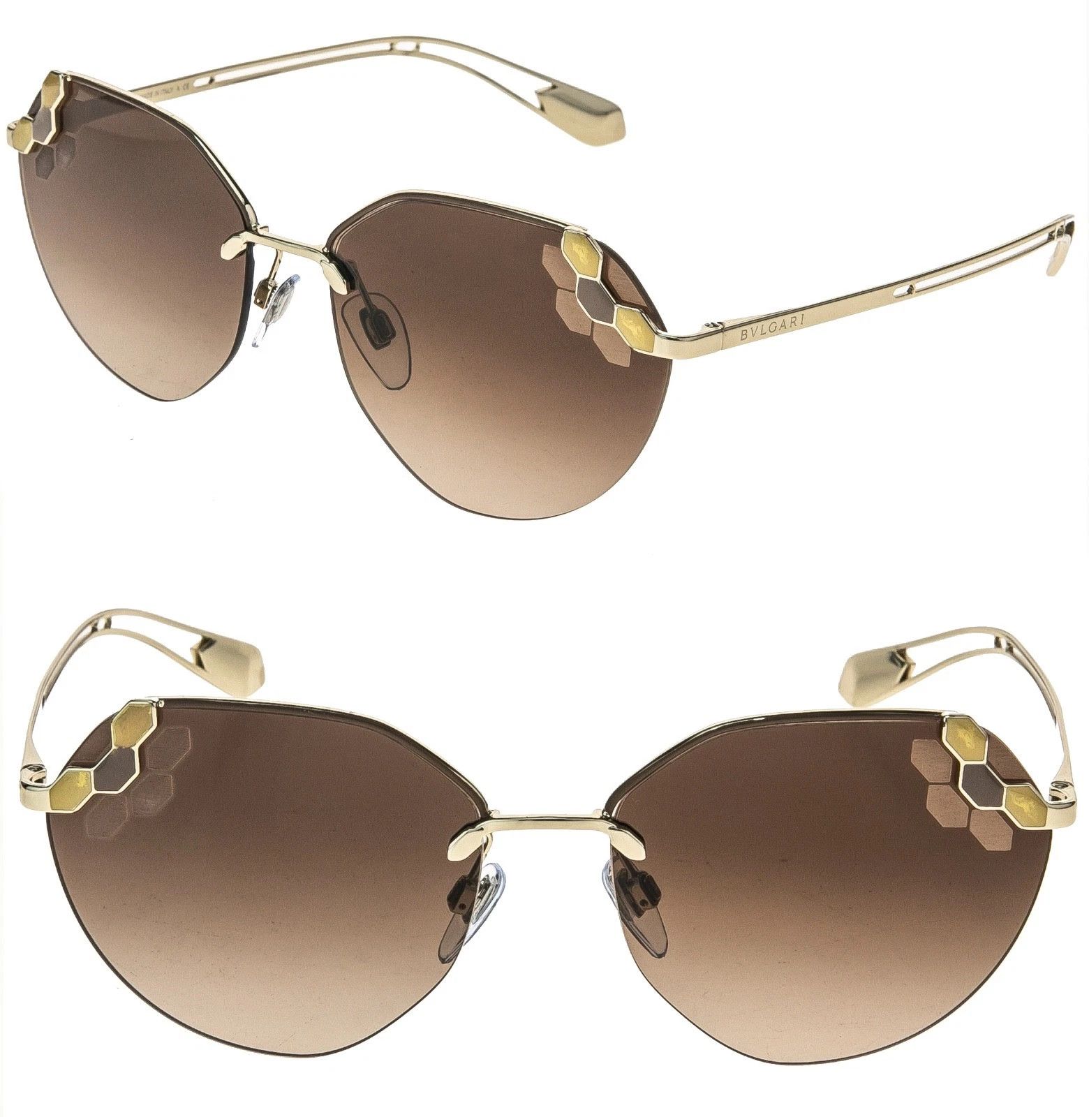 Bvlgari BVLGARI BV6099 SERPENTEYES Gold Brown Sunglass 6099 SERPENTI Size ONE SIZE - 1 Thumbnail