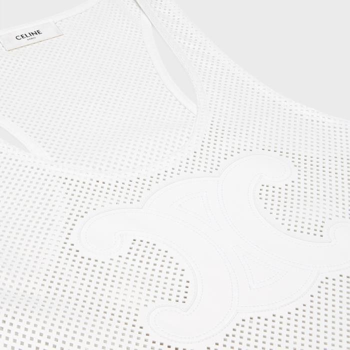 Celine o1w1db11124 Triomphe Perforated Mini Dress in White Size XS / US 0-2 / IT 36-38 - 3 Thumbnail