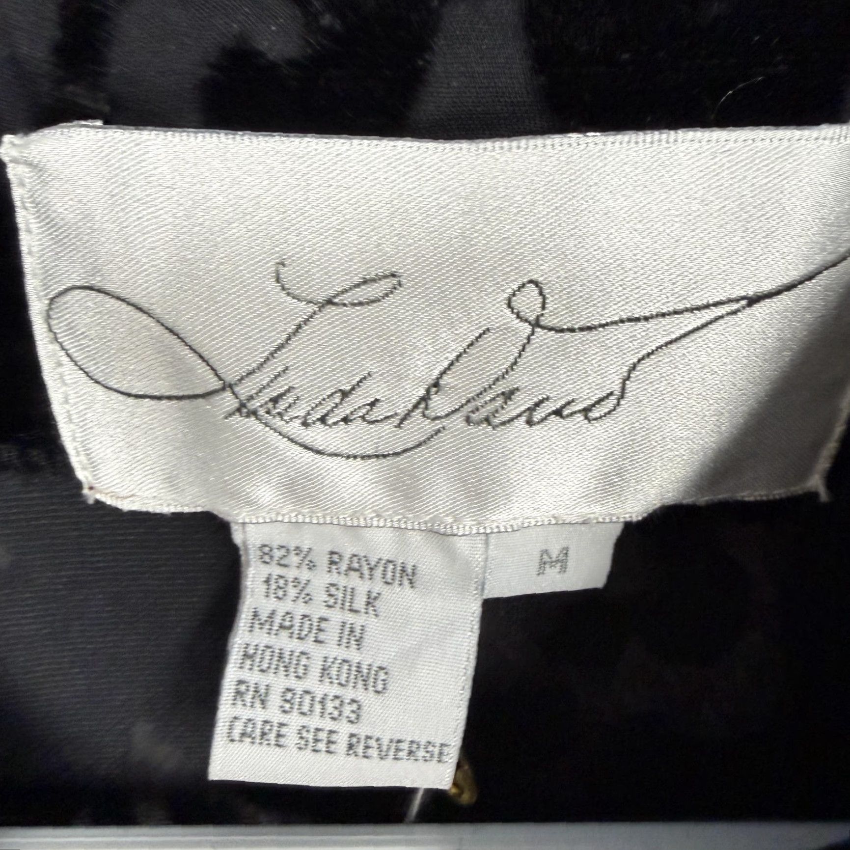 Velvet Vintage Linda Lund Jacket M Black Velvet Paisley Burnout Mid-Length Collared Silk-Blend Women's Casual Party/Cocktail Fall Winter Size M / US 6-8 / IT 42-44 - 7 Thumbnail