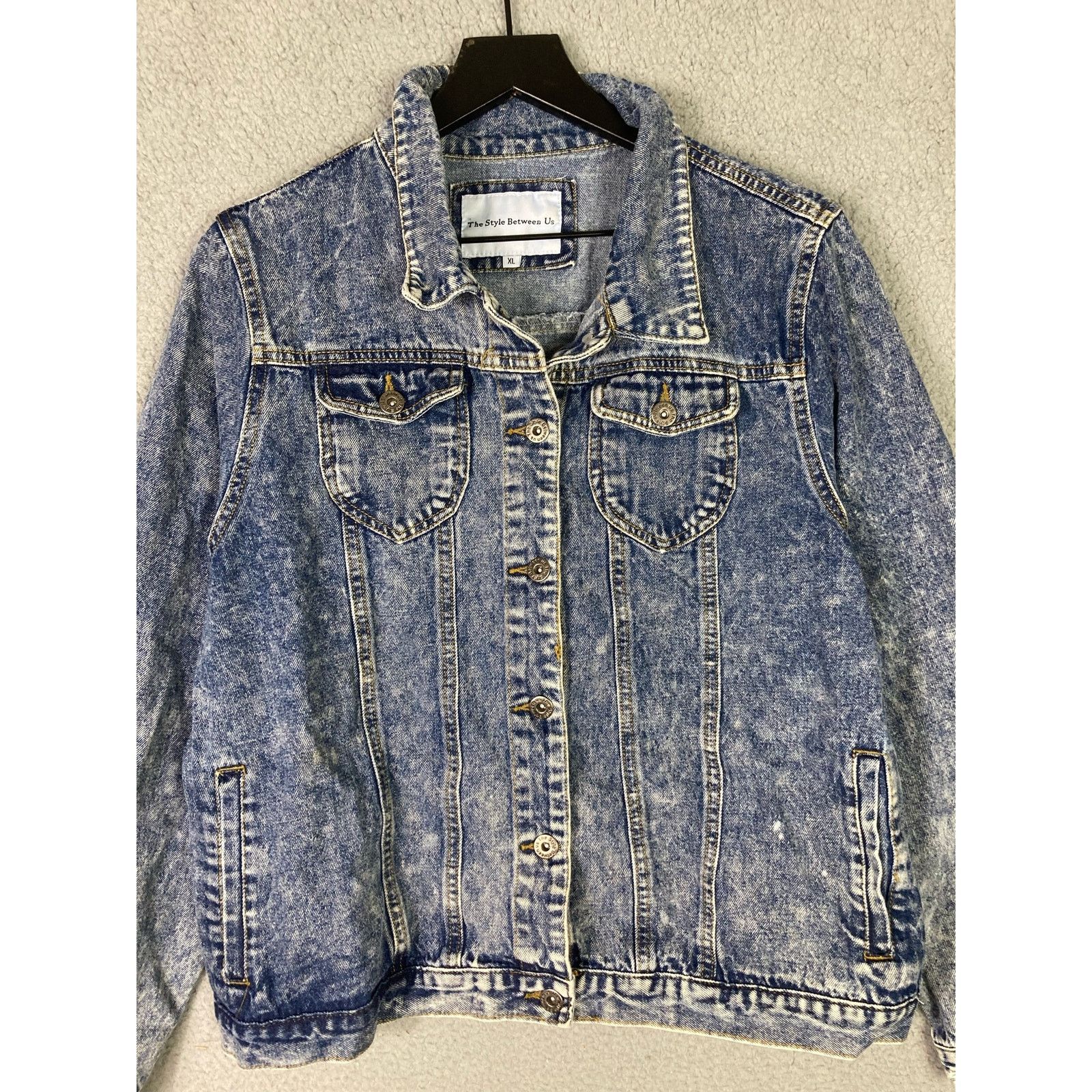 Other Denim Jacket Acid Wash Womens XL Cropped Stylish Comfortable Size XL / US 12-14 / IT 48-50 - 6 Thumbnail