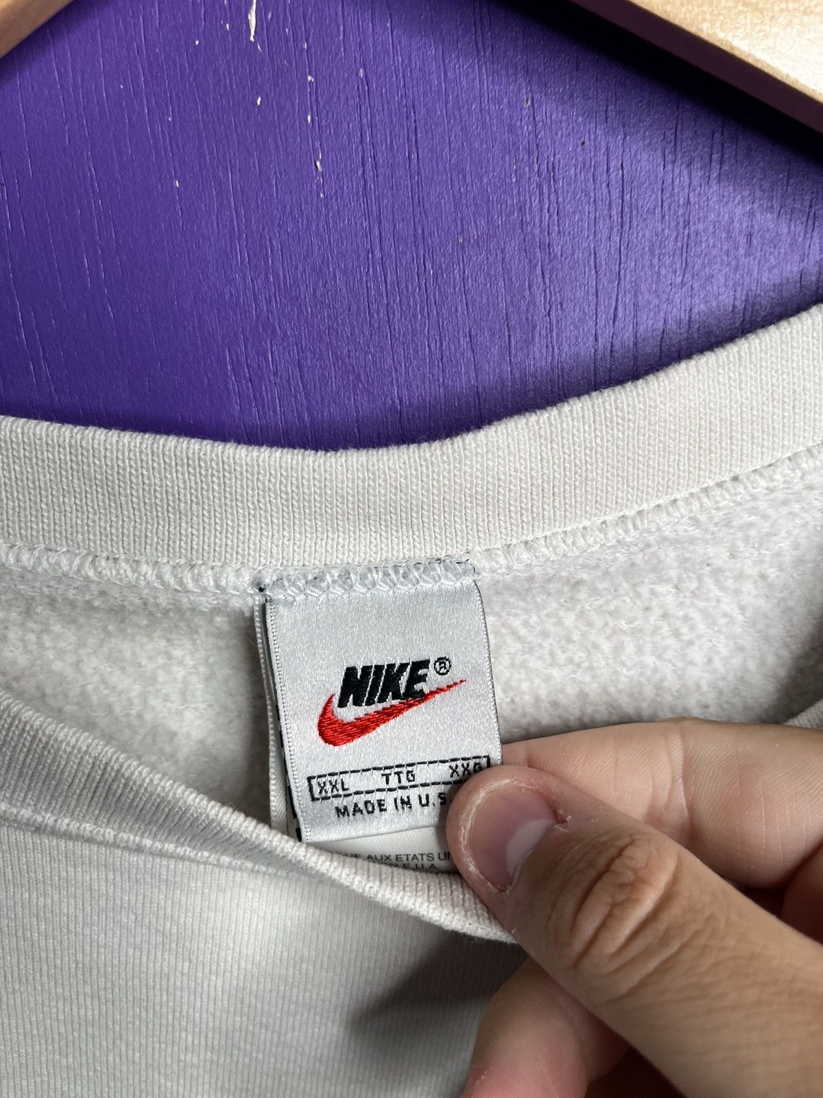 Nike × Vintage Vintage 90s Nike simple swoosh white crewneck Size US XXL / EU 58 / 5 - 4 Thumbnail
