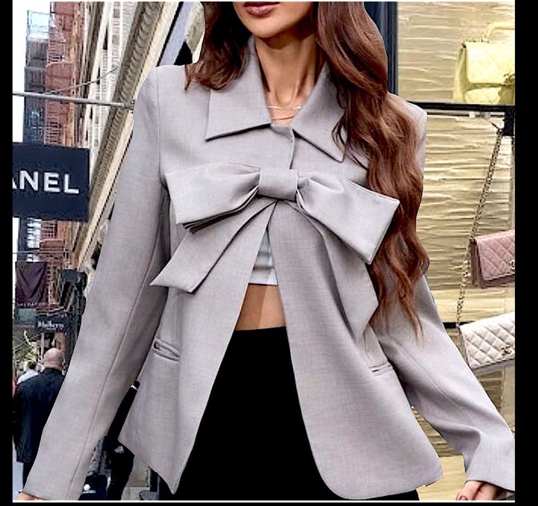 Designer × Other NWT, Lavishly Paris Women's Gray Bowknot Designer Shirt. Size S / US 4 / IT 40 - 1 Thumbnail