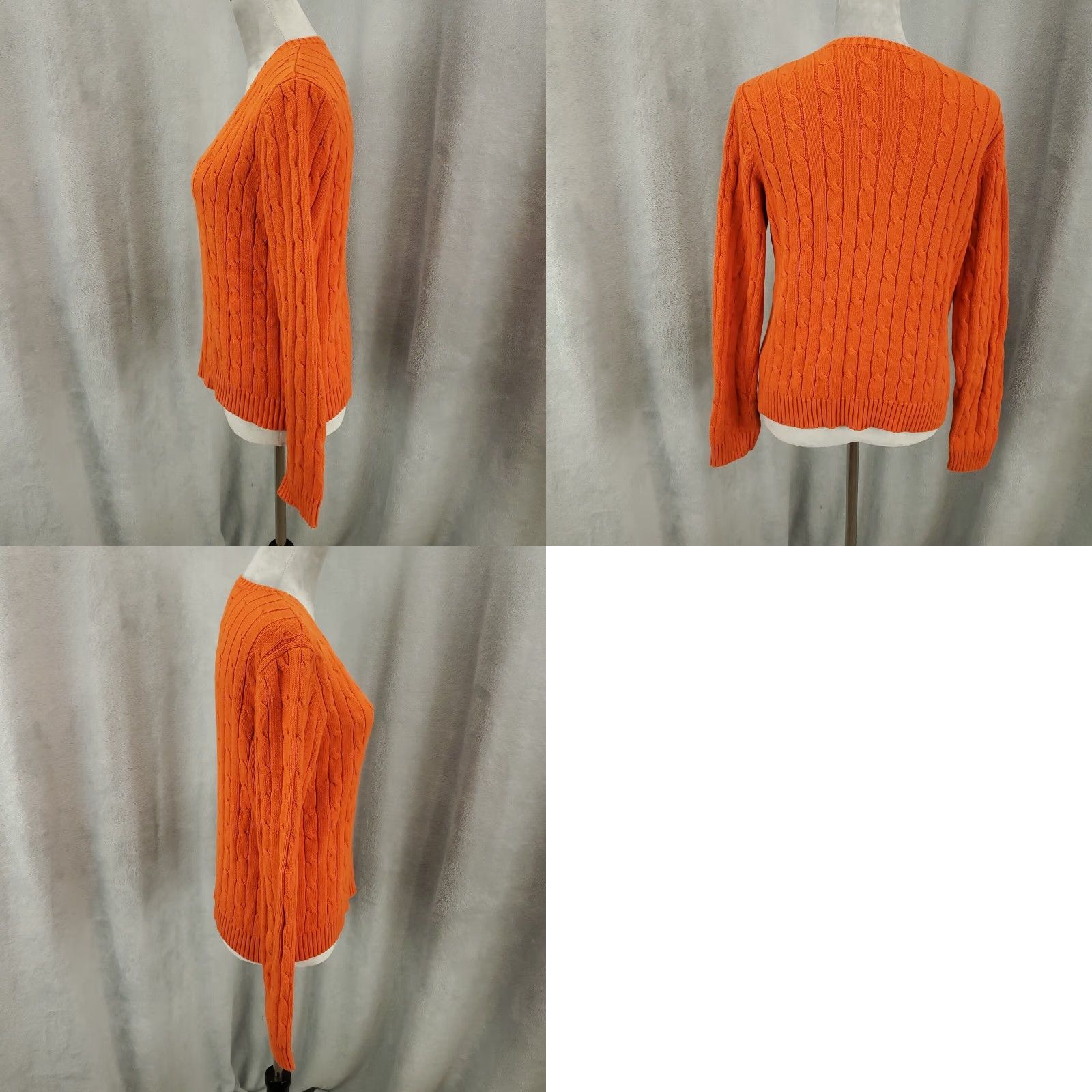 Chaps **Womens Chaps Cable Knit Orange Large Pullover V-Neck Sweater** User: **Chaps Womens Orange Cable Knit Large Pullover V-Neck Sweater** Size L / US 10 / IT 46 - 8 Thumbnail