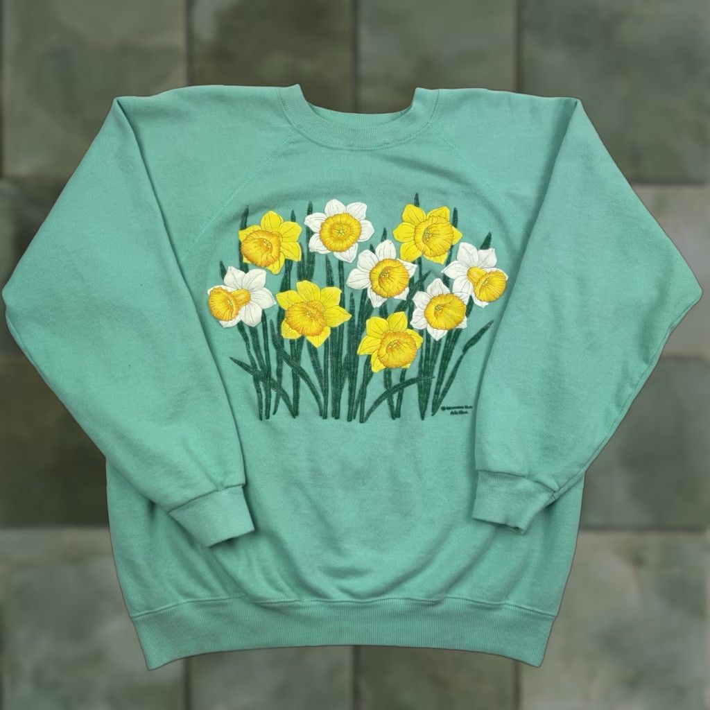 Vintage VINTAGE Morning Star Sweatshirt Womens Medium Green Nature 90s Outdoor Activewear Size M / US 6-8 / IT 42-44 - 1 Thumbnail
