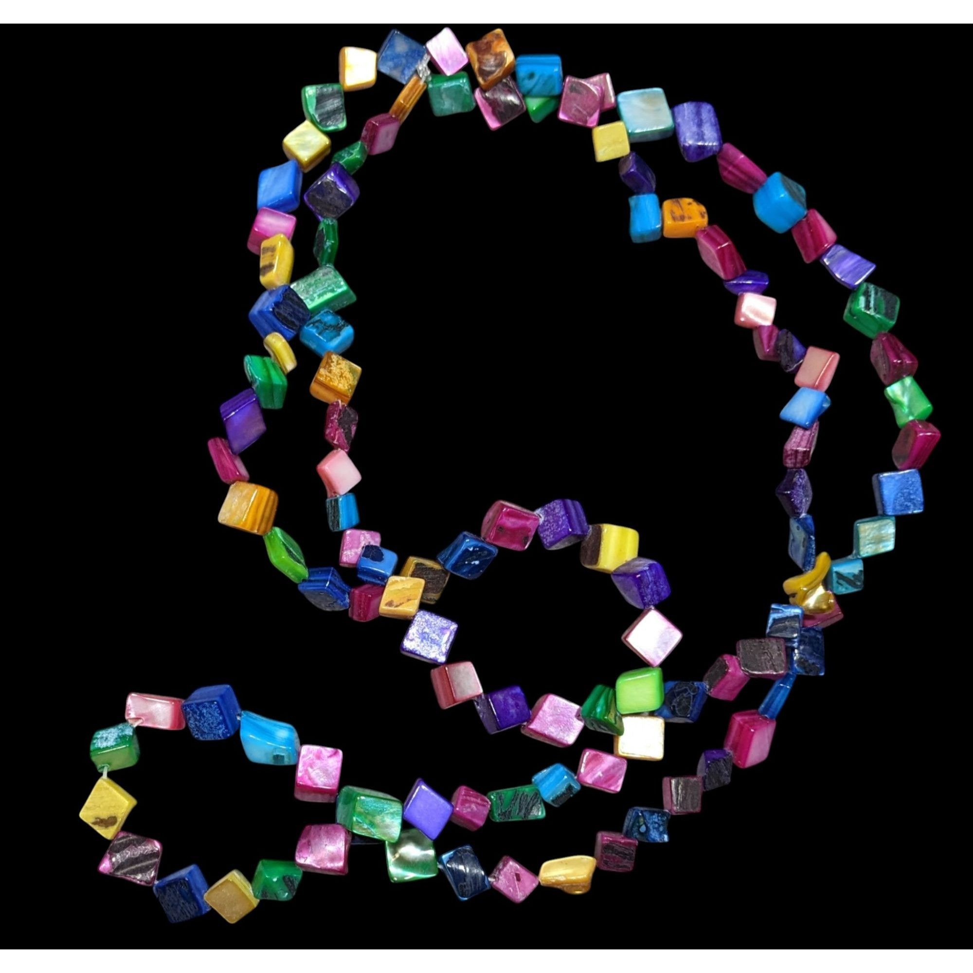 Other Rainbow Dyed Square Shell Chip Beaded Necklace Size ONE SIZE - 1 Thumbnail