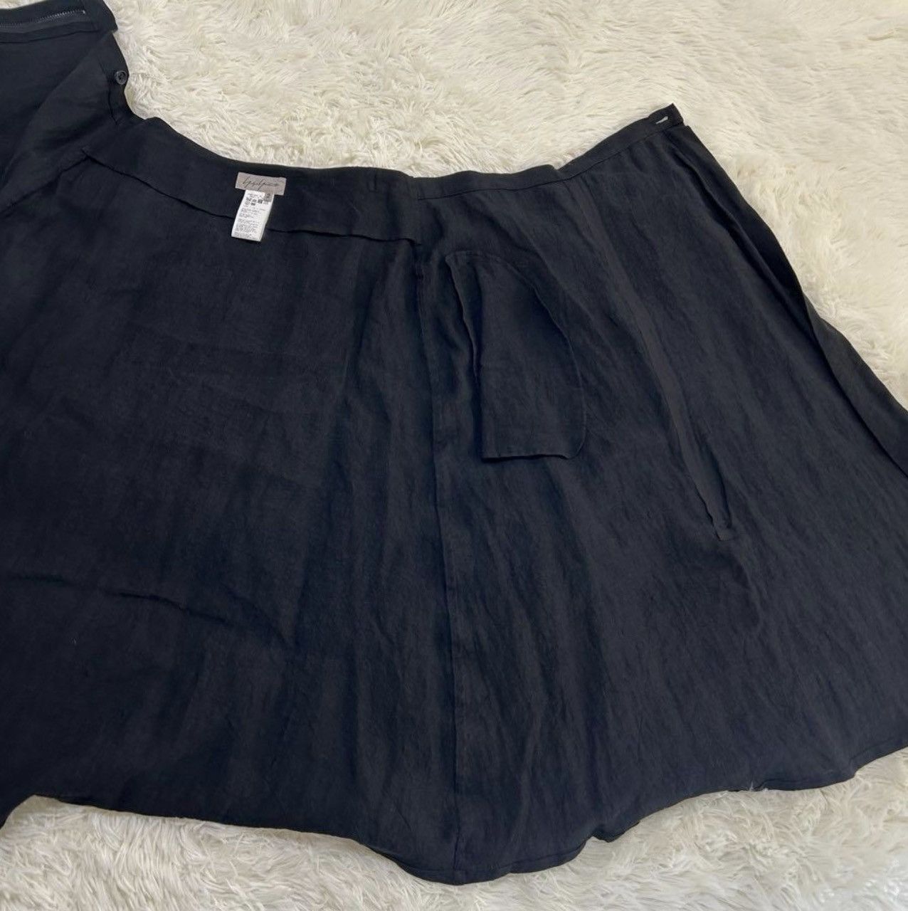 Yohji Yamamoto Yohji Yamamoto Femme Linen Asymmetrical Zip Flare Wrap Skirt Size 29" - 8 Thumbnail