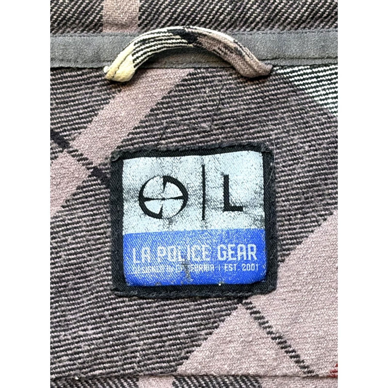 Vintage LA Police Gear Shirt Mens Large Brown Gray Plaid Flannel Snap Front Jacket Size US L / EU 52-54 / 3 - 2 Thumbnail
