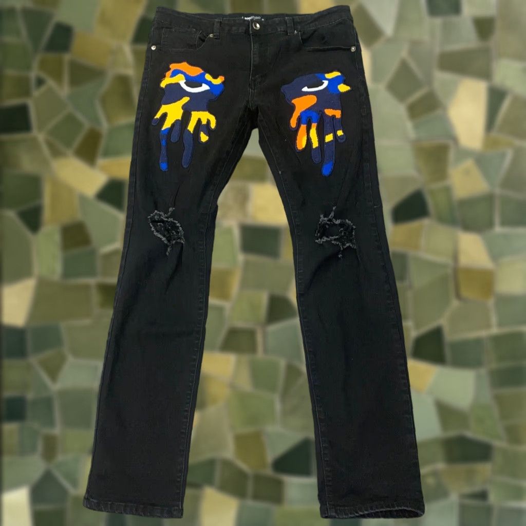 Vintage Heritage By America Roku Studio Drippy Jeans Mens 36 Black Distressed Skinny Jeans 5-Pocket Denim Cotton Regular 32L Mens Size US 36 / EU 52 - 1 Thumbnail