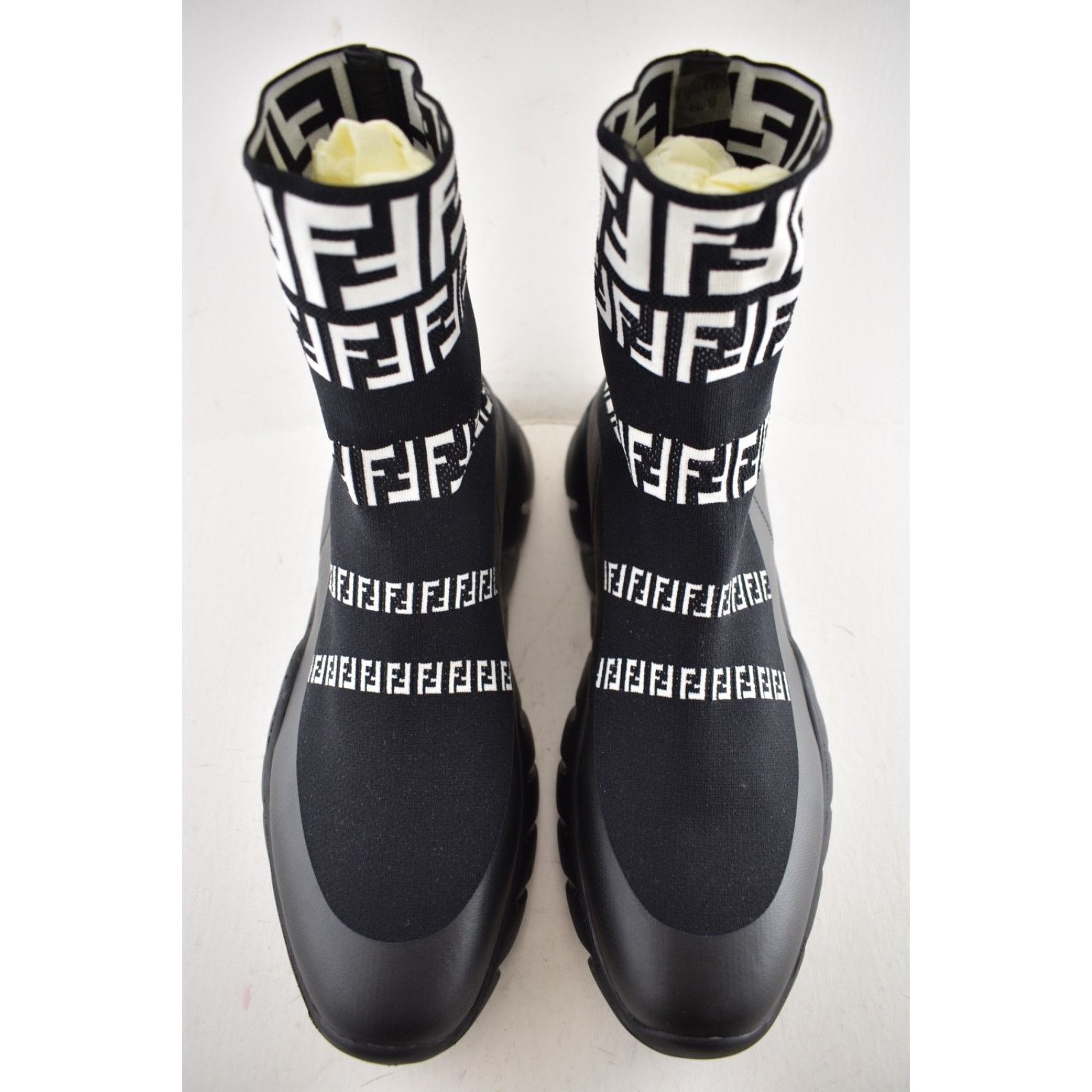Fendi Fendi Mens Black White FF Monogram Knit Sock Trainer US 10 Size US 10 / EU 43 - 6 Thumbnail