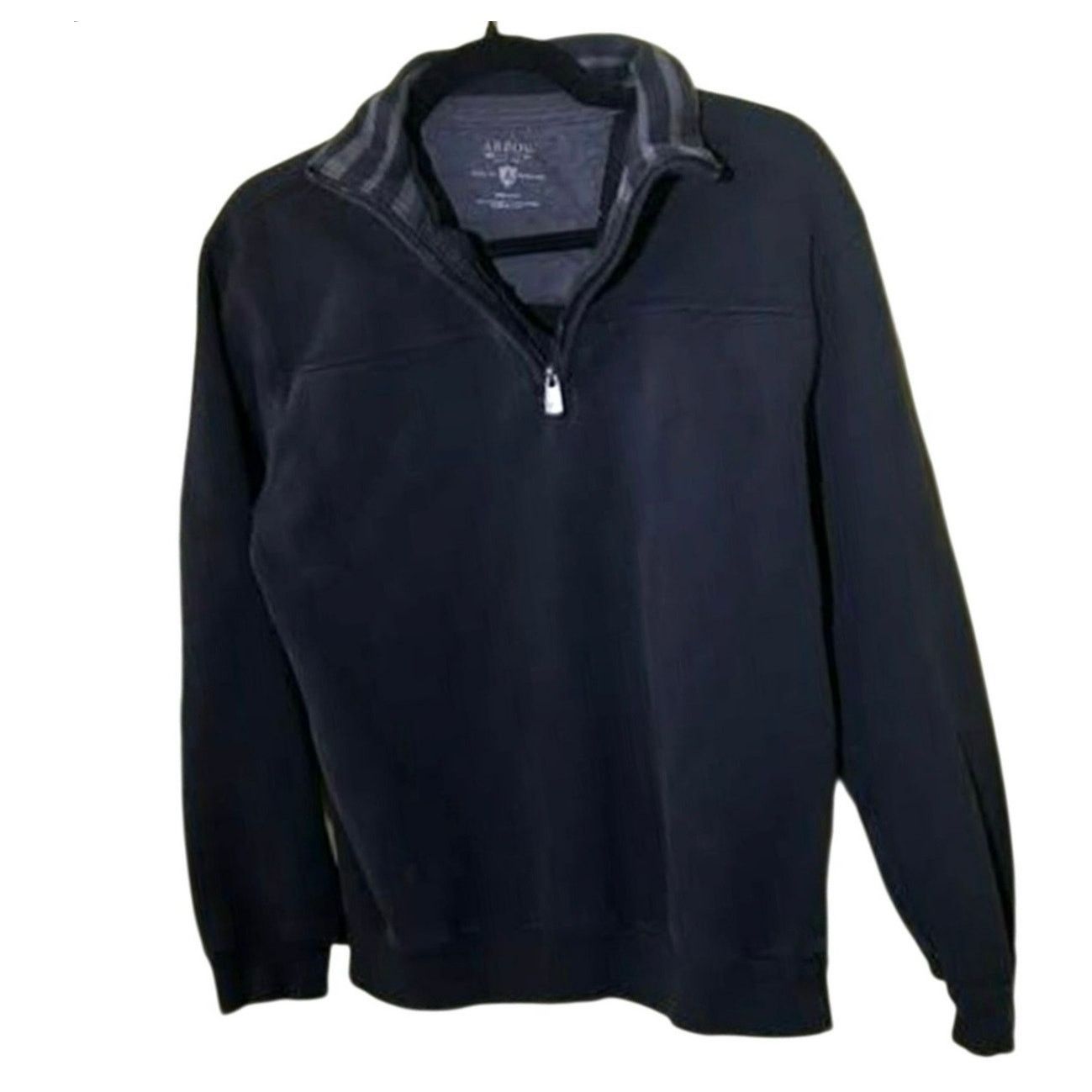 Arrow VTG Arrow Mens Qrt Zip Pullover Black Striped Collar Y2K M Size US M / EU 48-50 / 2 - 1 Thumbnail
