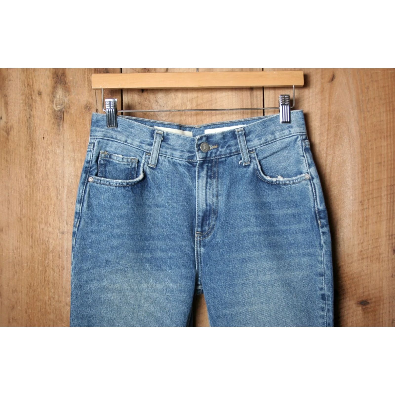 Vintage PILCRO Tilde Blue Denim Jeans Cropped Size 26 Regular Rise 10.5" Inseam 27" Women Mid-High Frayed Hem Pants Size 26" / US 2 / IT 38 - 2 Thumbnail