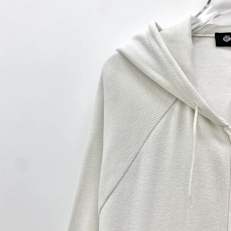 Loro Piana LORO PIANA White striped cotton hooded knitwear with draws Size XL / US 12-14 / IT 48-50 - 3 Thumbnail