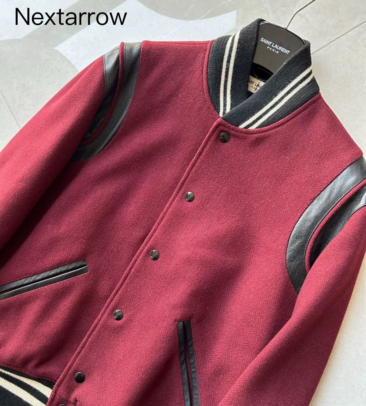 Saint Laurent Paris × Yves Saint Laurent Saint Laurent Paris slp14fw popular wine red black jacket Size US M / EU 48-50 / 2 - 2 Thumbnail