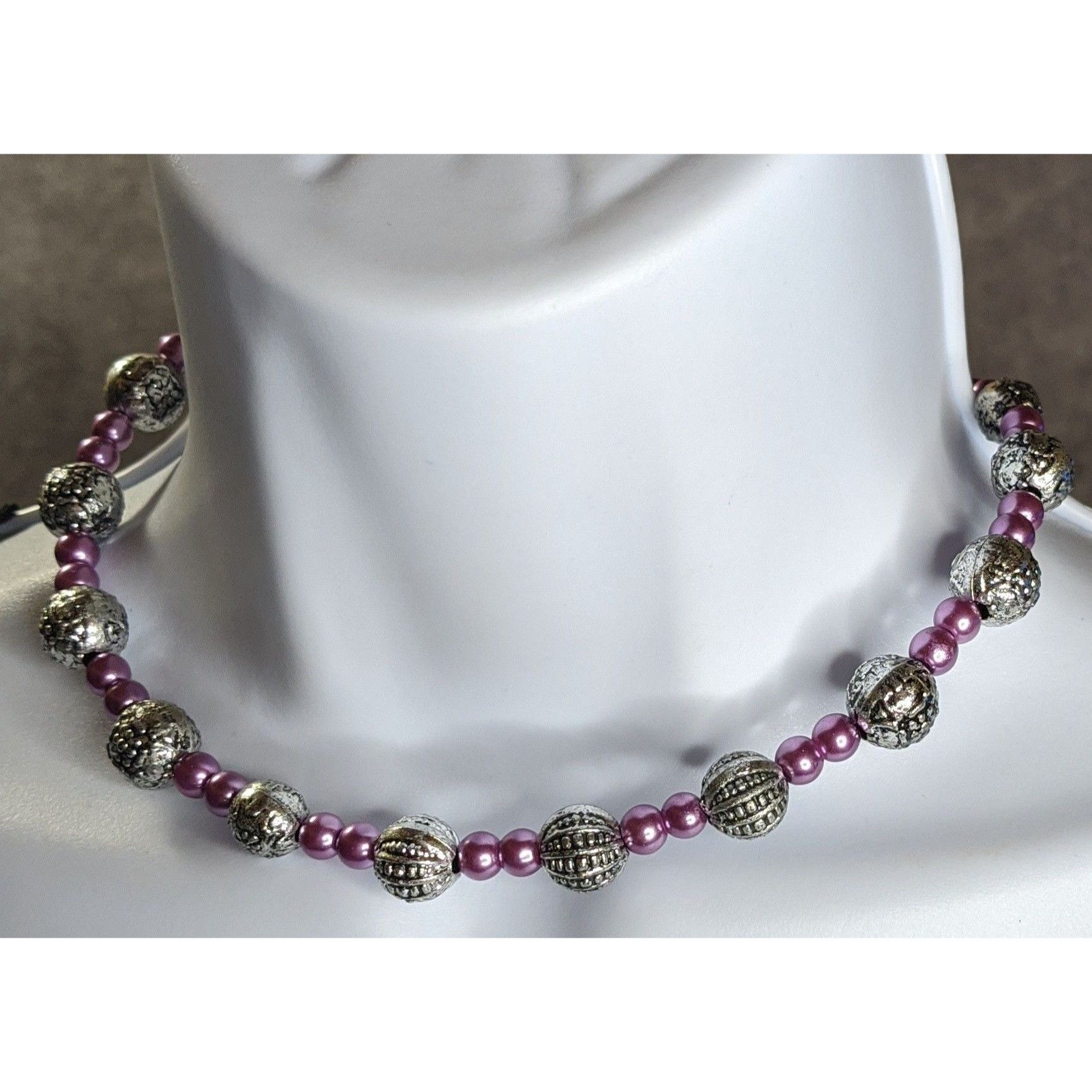 Other Memory Wire Purple Faux Pearl & Silver-Tone Beaded Adjustabl Size ONE SIZE - 4 Thumbnail