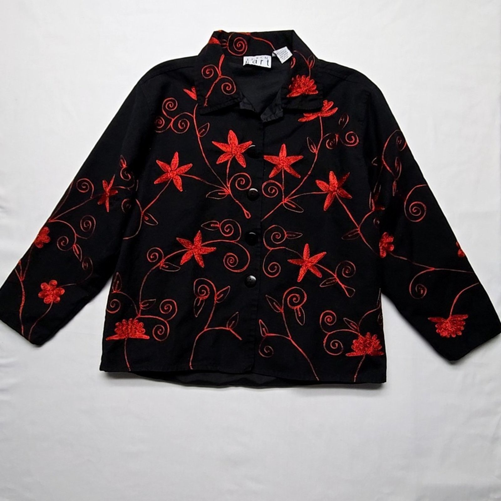 Vintage Vintage Keren Hart Floral Embroidered Jacket Black Red M Size M / US 6-8 / IT 42-44 - 1 Thumbnail