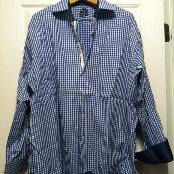 English Laundry ENGLISH LAUNDRY MENS BLUE 100%COTTON CASUAL SHIRT 17.5/34-35 Size US XL / EU 56 / 4 - 4 Thumbnail