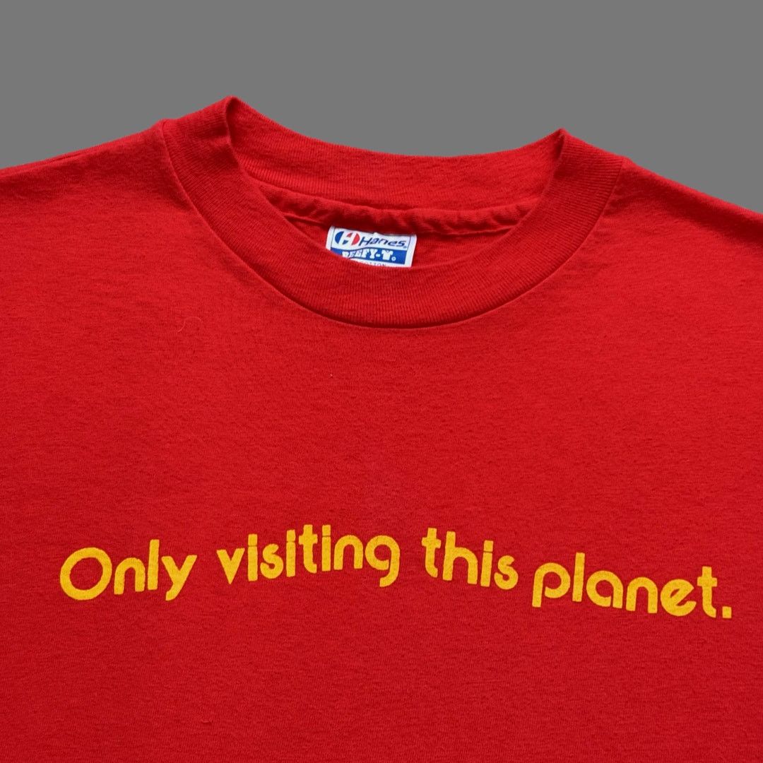 Hanes VTG 90s Hanes Beefy 'Only Visiting' Red SS Tee Size L GUC Size US L / EU 52-54 / 3 - 5 Thumbnail