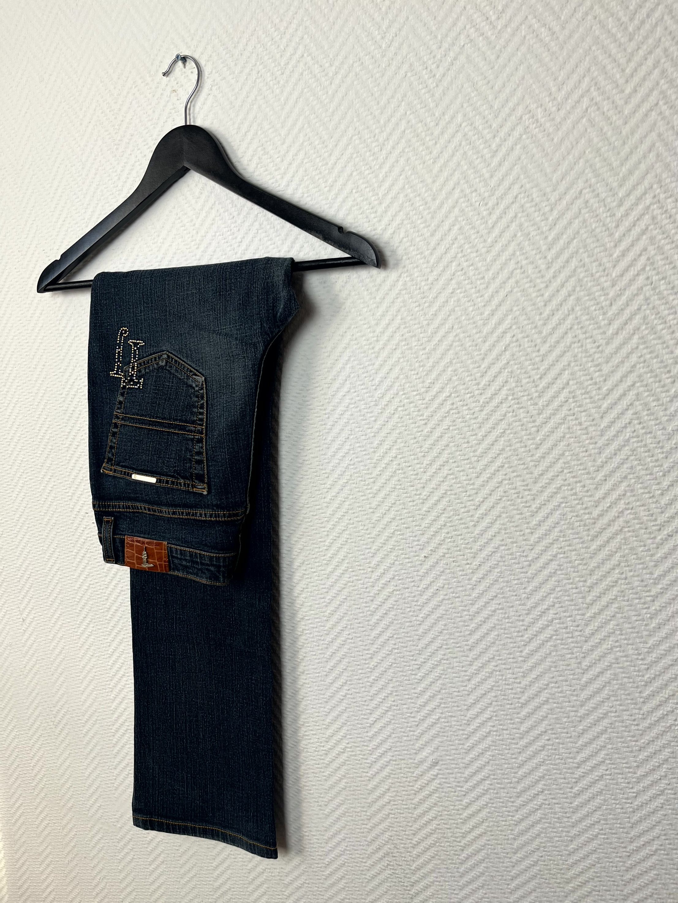 Trussardi Y2K Trussardi Navy Blue Straight Denim Jeans Size 29 UK 27 Size 29" - 14 Thumbnail
