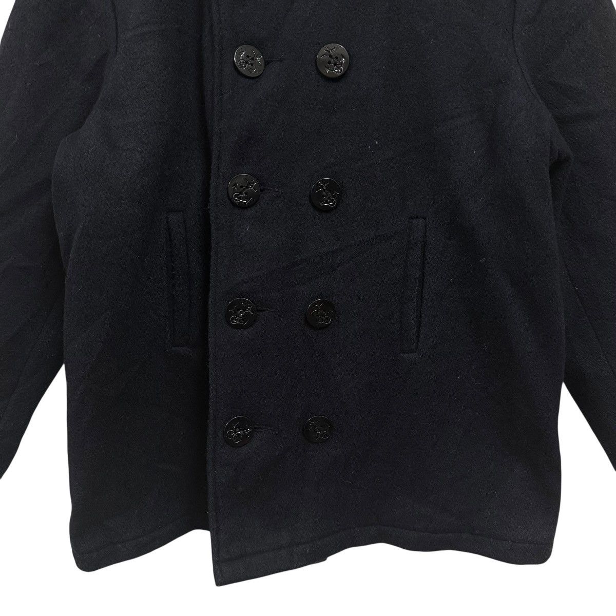 Vintage Vintage Melton USA Wool Pea Coat Jacket Navy Blue Size US L / EU 52-54 / 3 - 3 Thumbnail